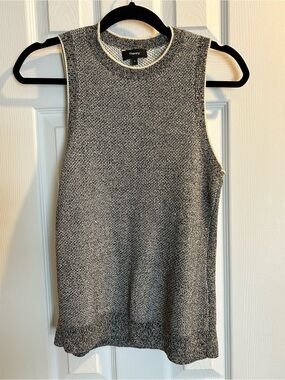 Theory Black & White Marled Knit Crewneck Shell
